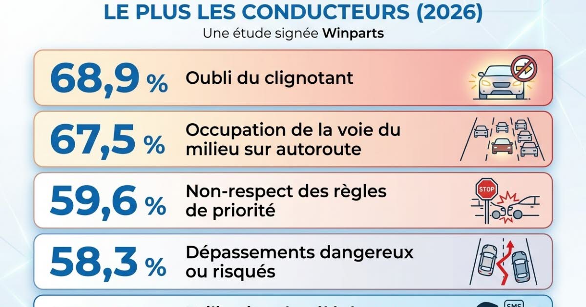 Ce qui énère le plus les conducteurs français : clignotant, priorité, téléphone